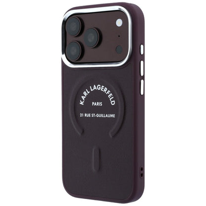 Coque MagSafe pour Apple iPhone 18 Pro Max / 17 Pro Max, Karl Lagerfeld, Anneau Logo Karl RSG, Bordeaux