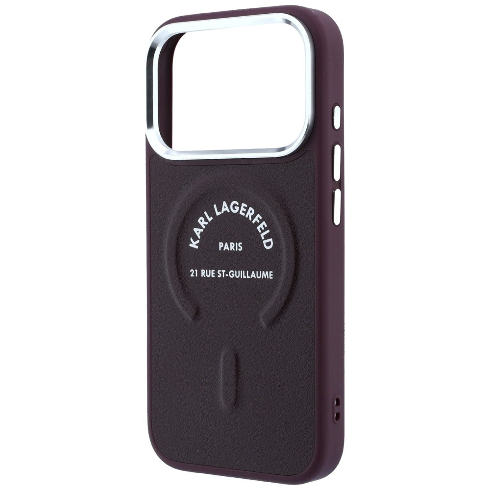 Coque MagSafe pour Apple iPhone 18 Pro Max / 17 Pro Max, Karl Lagerfeld, Anneau Logo Karl RSG, Bordeaux