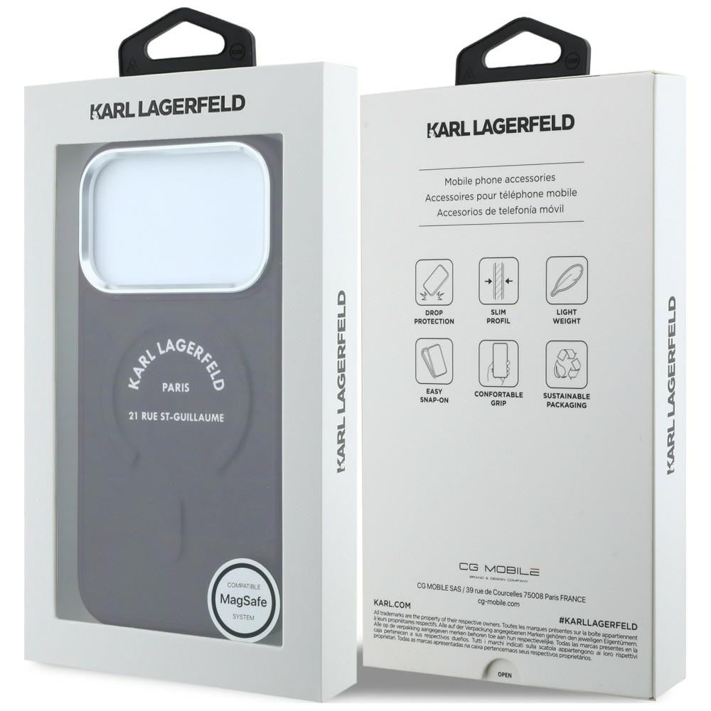 Coque MagSafe pour Apple iPhone 18 Pro Max / 17 Pro Max, Karl Lagerfeld, Anneau Logo Karl RSG, Bordeaux