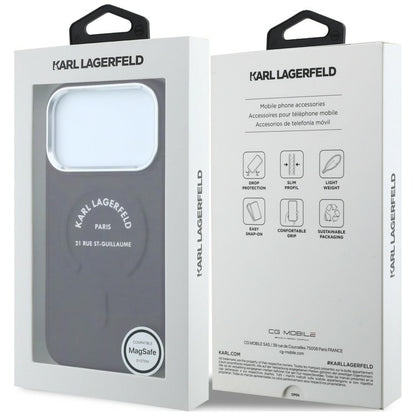 Coque MagSafe pour Apple iPhone 18 Pro Max / 17 Pro Max, Karl Lagerfeld, Anneau Logo Karl RSG, Bordeaux