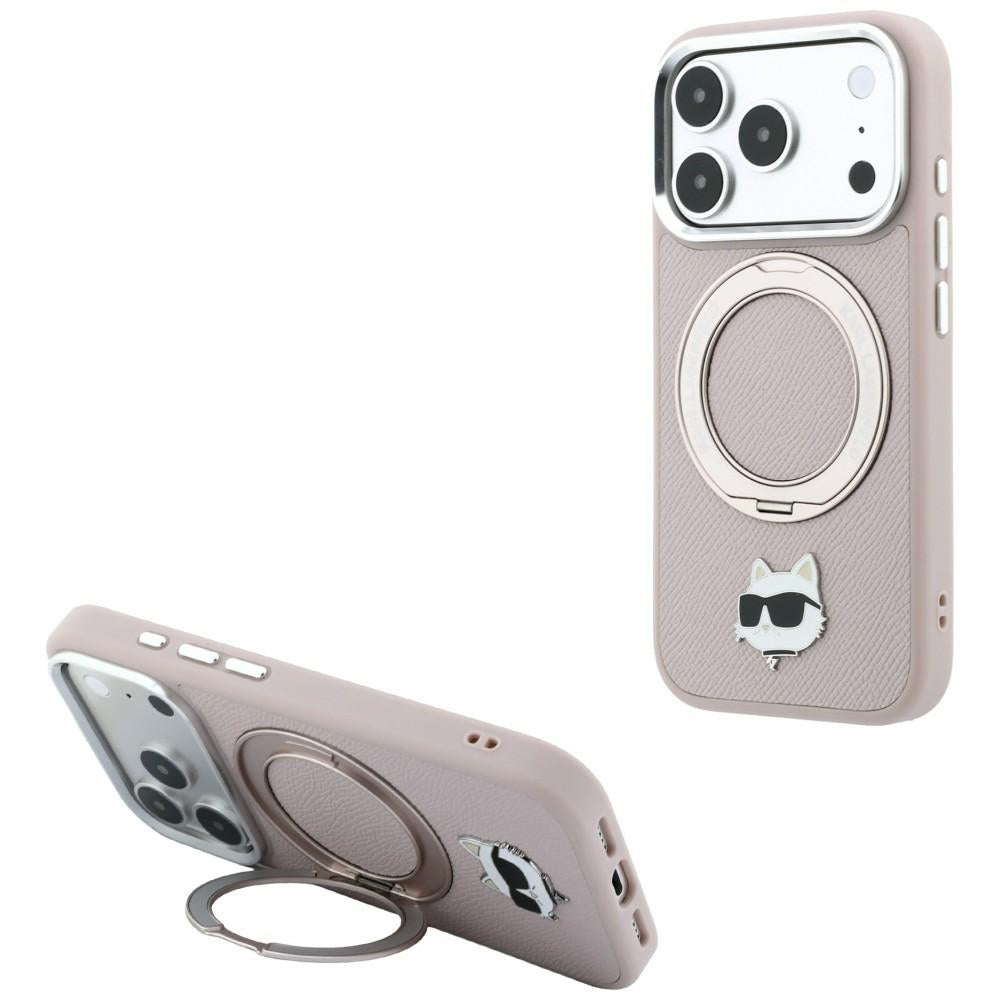 MagSafe-Hülle für Apple iPhone 18 Pro Max / 17 Pro Max, Karl Lagerfeld, Ring Stand 360 Choupette Pin, Rosa