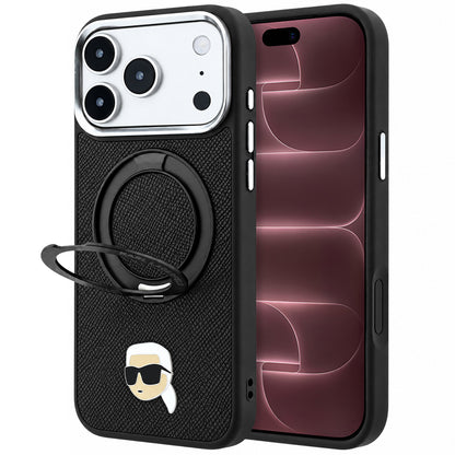 Coque MagSafe pour Apple iPhone 18 Pro Max / 17 Pro Max, Karl Lagerfeld, Ring Stand 360 Karl Pin, noire