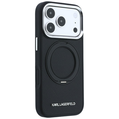 Coque MagSafe pour Apple iPhone 18 Pro Max / 17 Pro Max, Karl Lagerfeld, Ring Stand 360 Saffiano, Noire