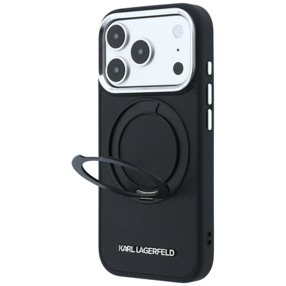 Coque MagSafe pour Apple iPhone 18 Pro Max / 17 Pro Max, Karl Lagerfeld, Ring Stand 360 Saffiano, Noire