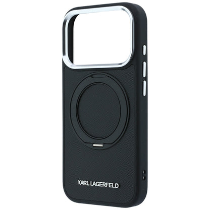 Coque MagSafe pour Apple iPhone 18 Pro Max / 17 Pro Max, Karl Lagerfeld, Ring Stand 360 Saffiano, Noire