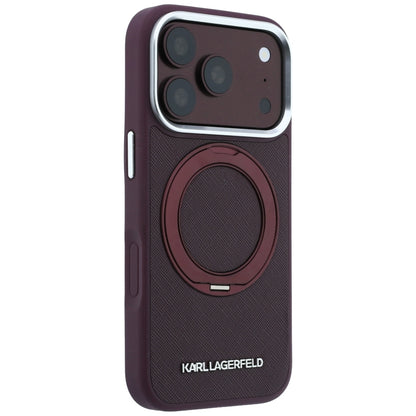 Coque MagSafe pour Apple iPhone 18 Pro Max / 17 Pro Max, Karl Lagerfeld, Ring Stand 360 Saffiano, Bordeaux