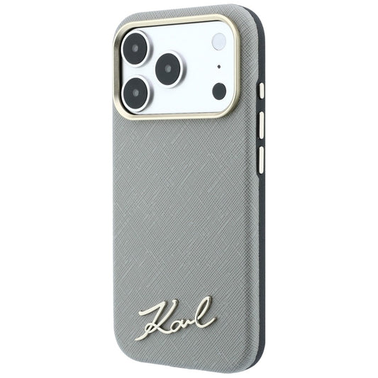MagSafe-hoesje voor Apple iPhone 18 Pro Max / 17 Pro Max, Karl Lagerfeld, Saffiano Small Script Metal Logo, Beige
