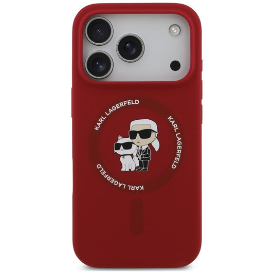 MagSafe-Hülle für Apple iPhone 18 Pro Max / 17 Pro Max, Karl Lagerfeld, Silicone Ring Karl & Choupette, Rosa