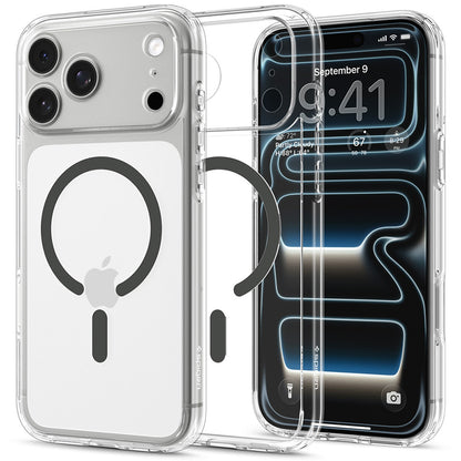 Coque MagSafe pour Apple iPhone 18 Pro Max / 17 Pro Max, Spigen, Ultra Hybrid, Gris Transparent ACS12119