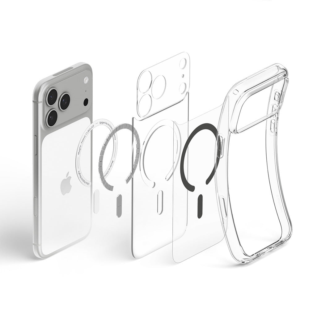 Coque MagSafe pour Apple iPhone 18 Pro Max / 17 Pro Max, Spigen, Ultra Hybrid, Gris Transparent ACS12119