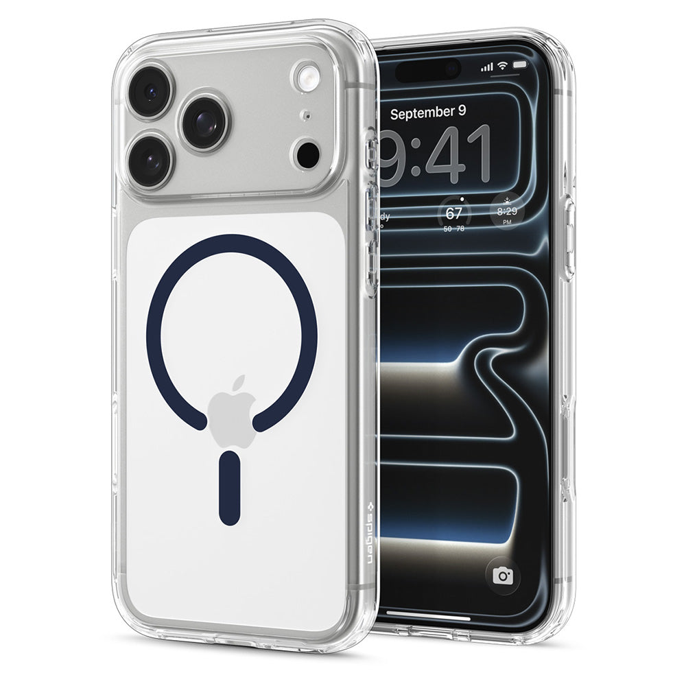 MagSafe-hoes voor Apple iPhone 18 Pro Max / 17 Pro Max, Spigen, Ultra Hybrid, Transparant Marineblauw ACS12121