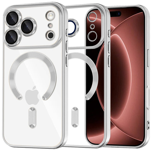 Coque MagSafe pour Apple iPhone 18 Pro Max / 17 Pro Max, Techsuit, Luxury Crystal, Argentée