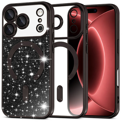 Coque MagSafe pour Apple iPhone 18 Pro Max / 17 Pro Max, Techsuit, Luxury Glitter, Noire