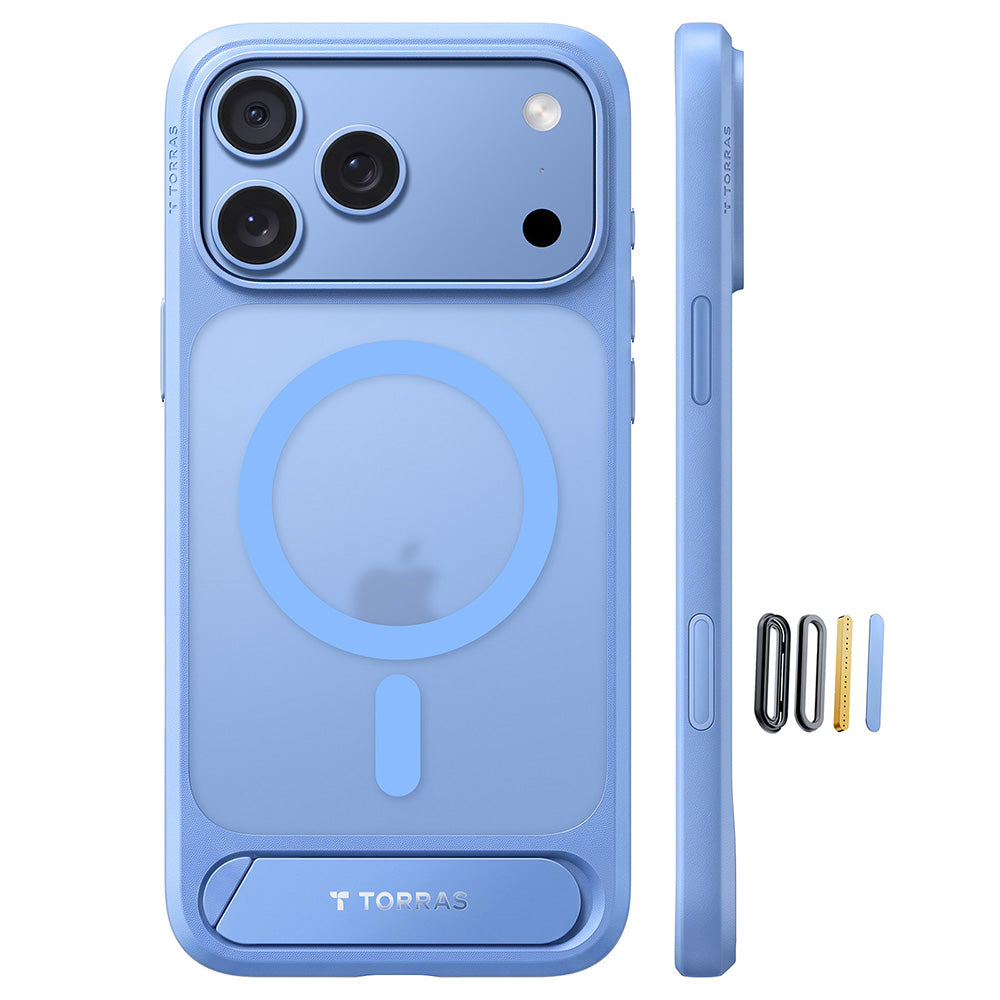 Coque MagSafe pour Apple iPhone 18 Pro Max / 17 Pro Max, Torras, Ostand L1 Guardian, Bleue
