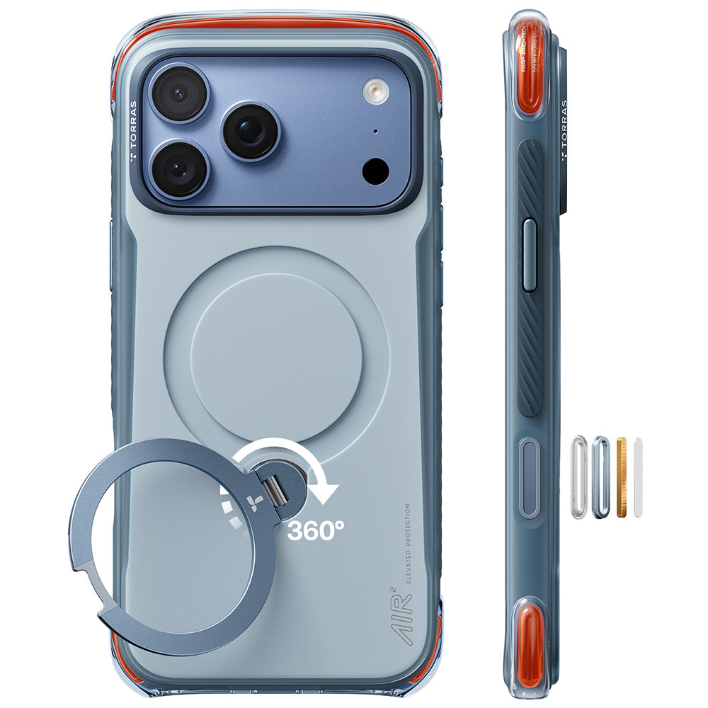 MagSafe-hoes voor Apple iPhone 18 Pro Max / 17 Pro Max, Torras, Ostand Q3 Air Pro, Blauw