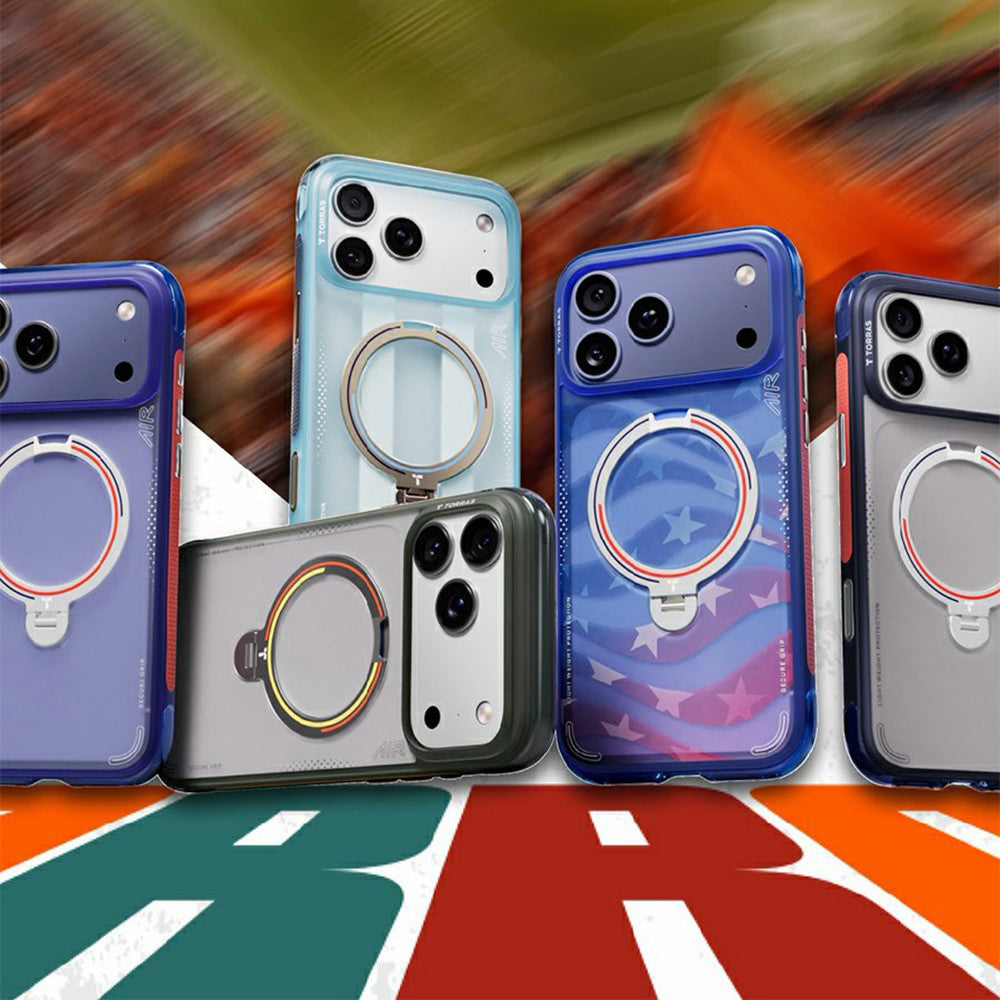 MagSafe-Hülle für Apple iPhone 18 Pro Max / 17 Pro Max, Torras, Ostand Spin Air Football, Blau