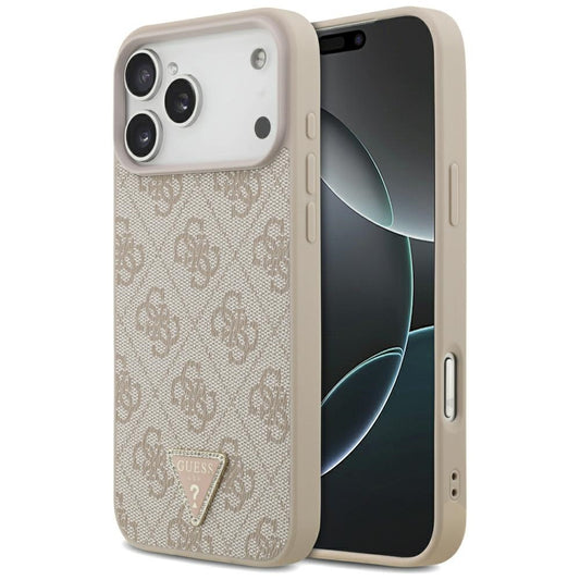 Coque MagSafe pour Apple iPhone 18 Pro Max, Guess, 4G Triangle Strass, Rose