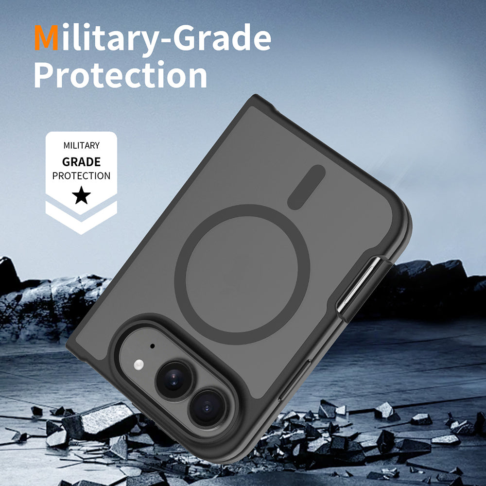 Coque MagSafe pour Apple iPhone Duo, Techsuit, PureFrost, noire satinée