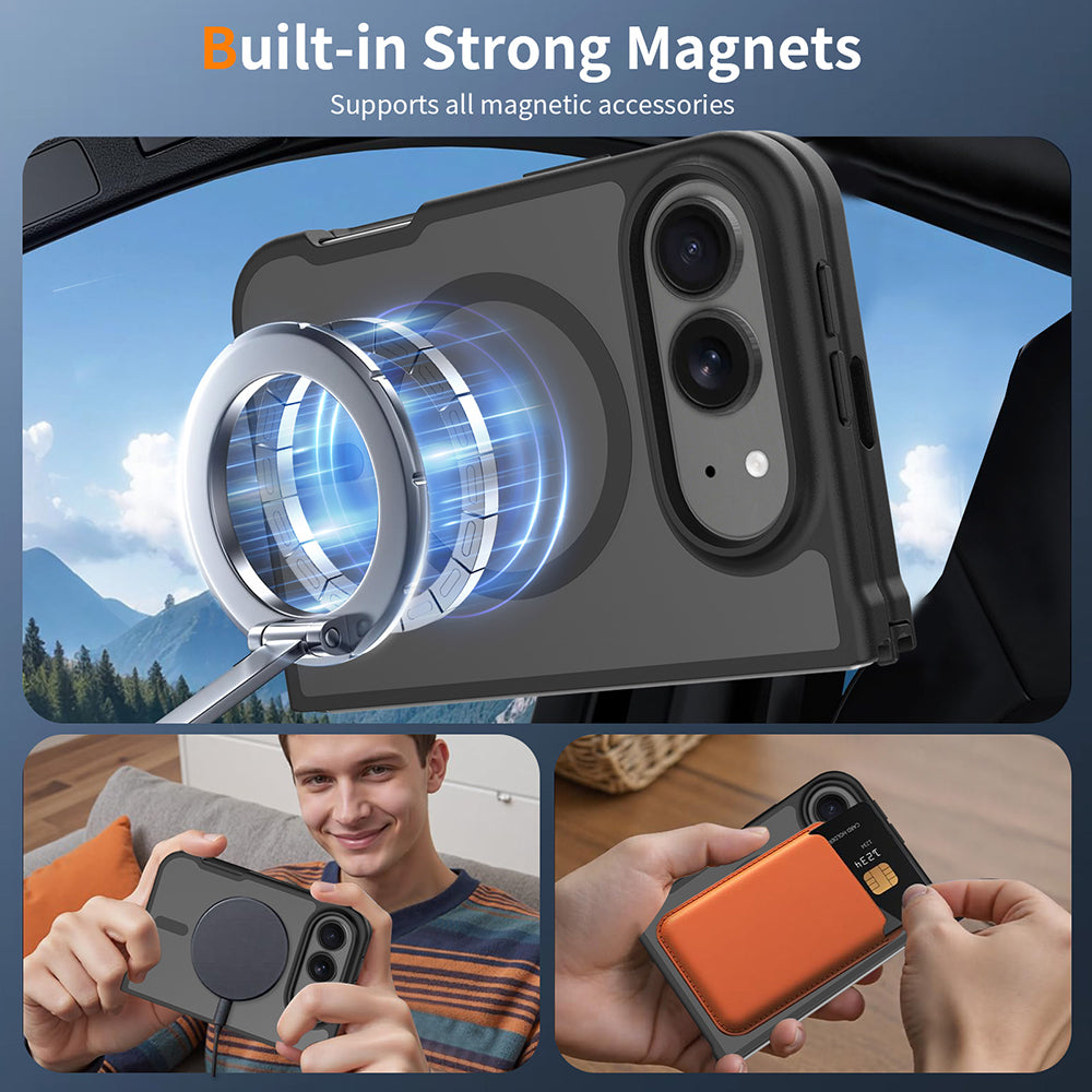 Coque MagSafe pour Apple iPhone Duo, Techsuit, PureFrost, noire satinée