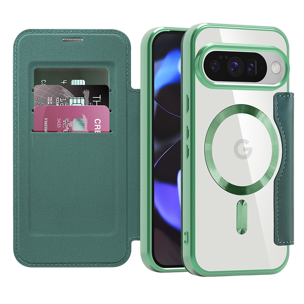 MagSafe Case for Google Pixel 10 Pro / 10, Techsuit, SmartMag Book, Green