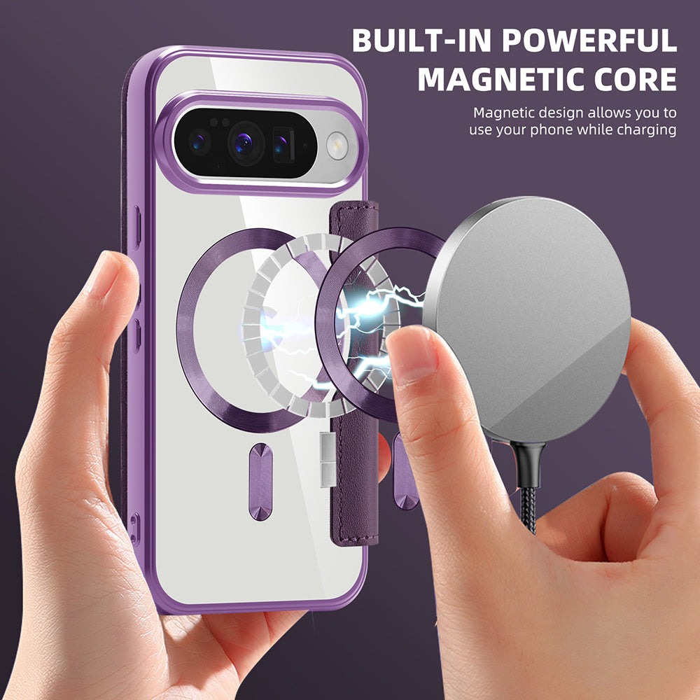 Coque MagSafe pour Google Pixel 10 Pro XL, Techsuit, SmartMag Book, Violet