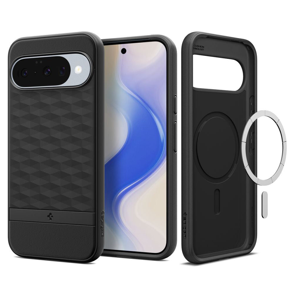 MagSafe Hülle für Google Pixel 10 Pro / 10, Spigen, Caseology Parallax, Mattschwarz ACS09708