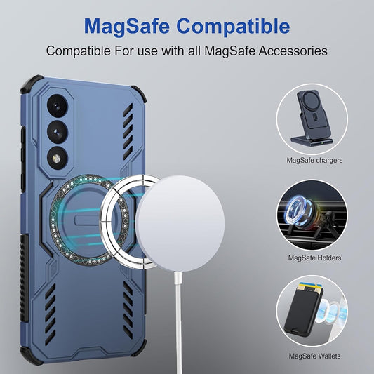 Coque MagSafe pour Honor 600 Pro, Techsuit, ArmorMag, Bleue