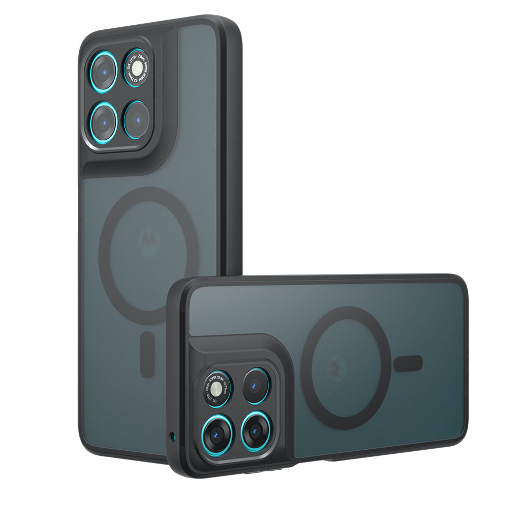 Étui MagSafe pour Motorola Moto G77 / G67, Techsuit, PureFrost, Noir Satiné