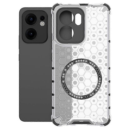 Coque MagSafe pour Oppo Reno13 FS 5G / Reno13 F 4G / Reno13 F, Techsuit, HoneyComb Shield, Blanche