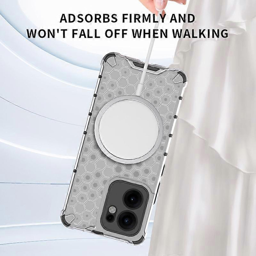 Coque MagSafe pour Oppo Reno13 FS 5G / Reno13 F 4G / Reno13 F, Techsuit, HoneyComb Shield, Blanche