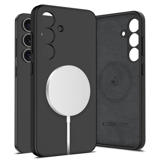 Coque MagSafe pour Samsung Galaxy S25 S931, Tech-Protect, Silicone Liquide, Noire