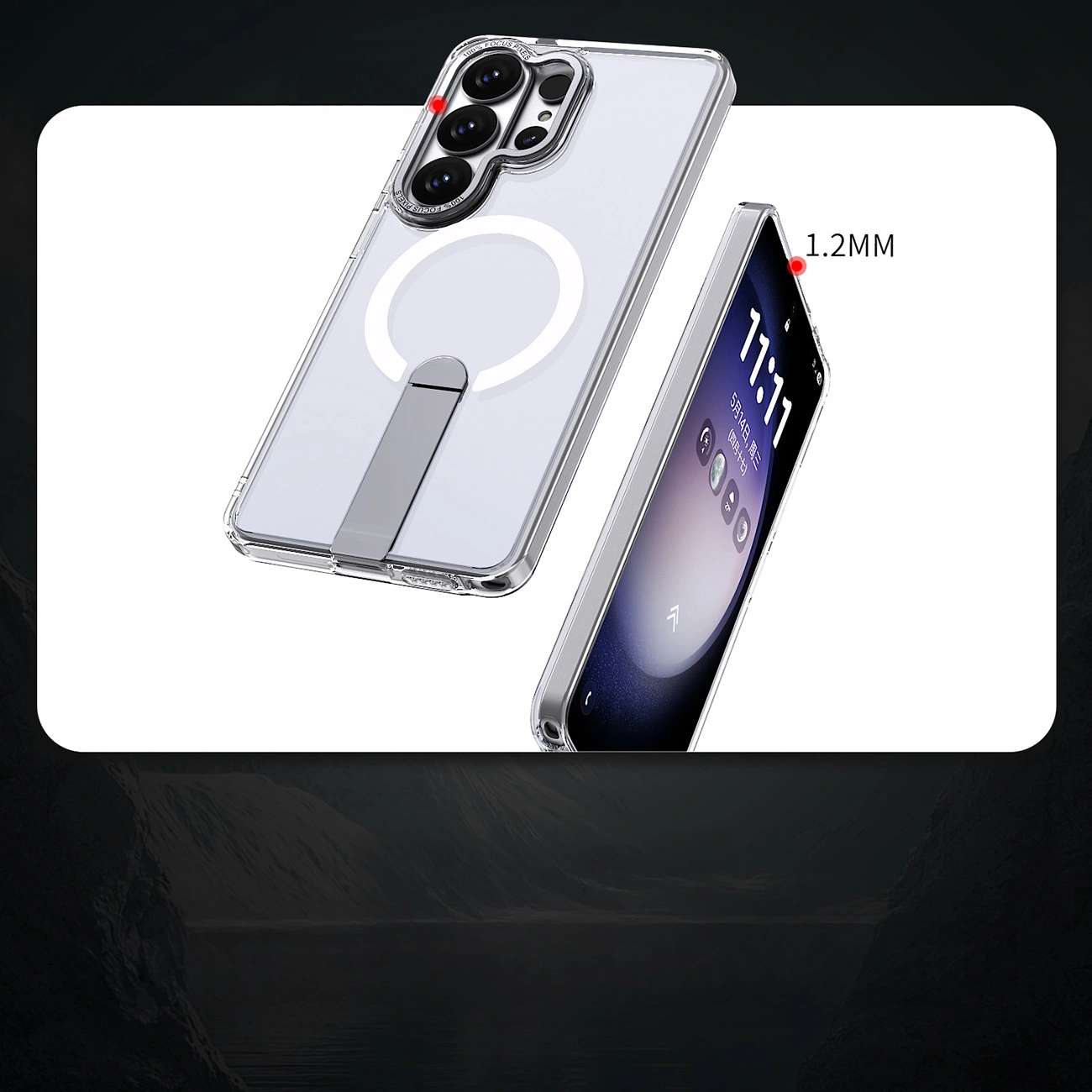 Coque MagSafe pour Samsung Galaxy S26 Ultra S948, Hybrid Armor, X avec support, Transparente