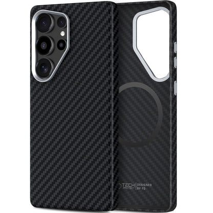 Coque MagSafe pour Samsung Galaxy S25 Ultra S938, Tech-Protect, Ion Carbon, Noire