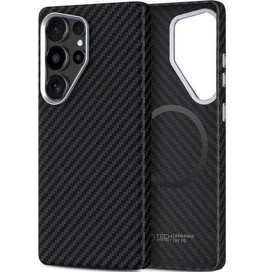 Coque MagSafe pour Samsung Galaxy S25 Ultra S938, Tech-Protect, Ion Carbon, Noire