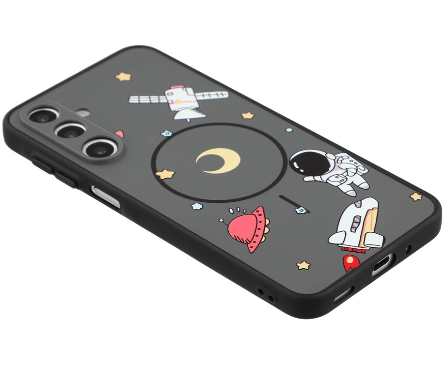 MagSafe-Hülle für Samsung Galaxy S25 Ultra S938, OEM, Cartoon Astronaut, Schwarz
