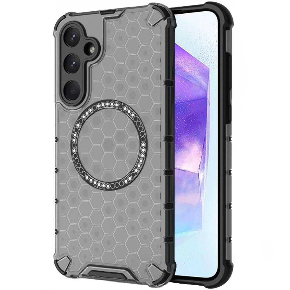 Coque MagSafe pour Samsung Galaxy A55 5G A556, Techsuit, HoneyComb Shield, Noire