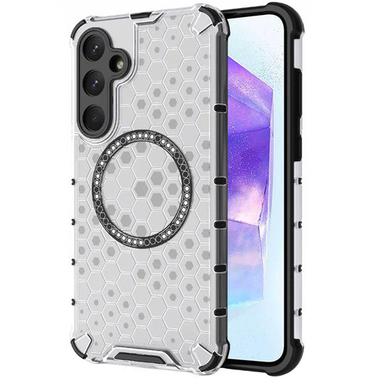 MagSafe-hoes voor Samsung Galaxy A55 5G A556, Techsuit, HoneyComb Shield, Wit