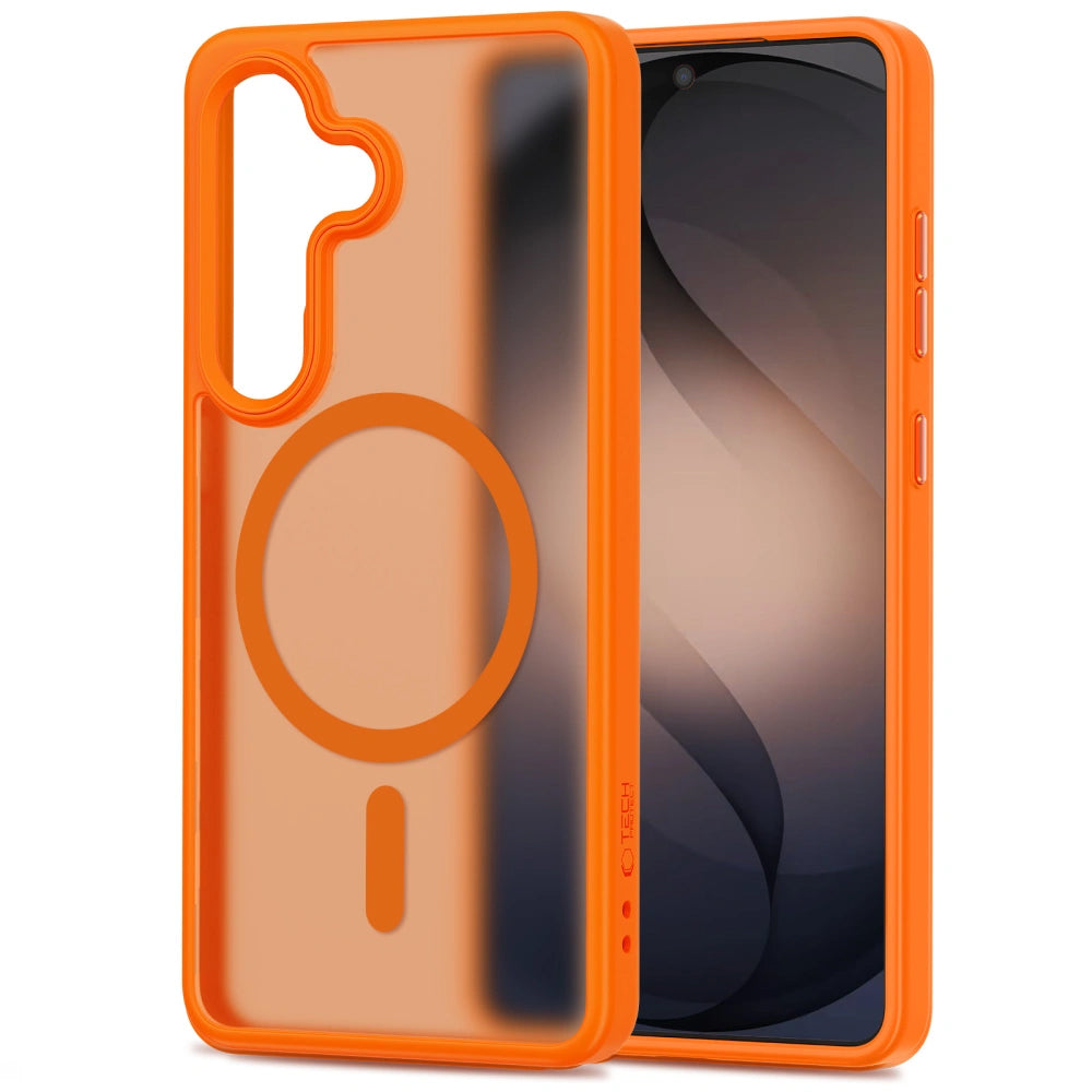Coque MagSafe pour Samsung Galaxy S26 S942, Tech-Protect, Magmat, Orange Mat