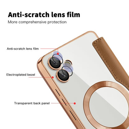 Coque MagSafe pour Samsung Galaxy A05 A055, Techsuit, SmartMag Book, Marron