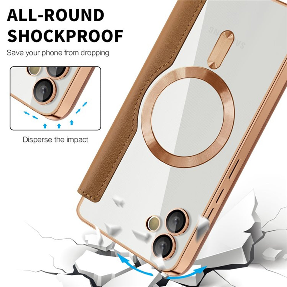 Coque MagSafe pour Samsung Galaxy A05 A055, Techsuit, SmartMag Book, Marron