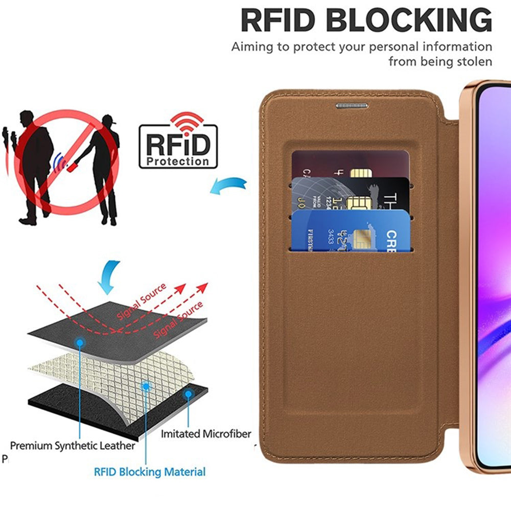 Coque MagSafe pour Samsung Galaxy A05 A055, Techsuit, SmartMag Book, Marron