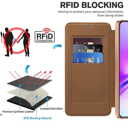 Coque MagSafe pour Samsung Galaxy A05 A055, Techsuit, SmartMag Book, Marron
