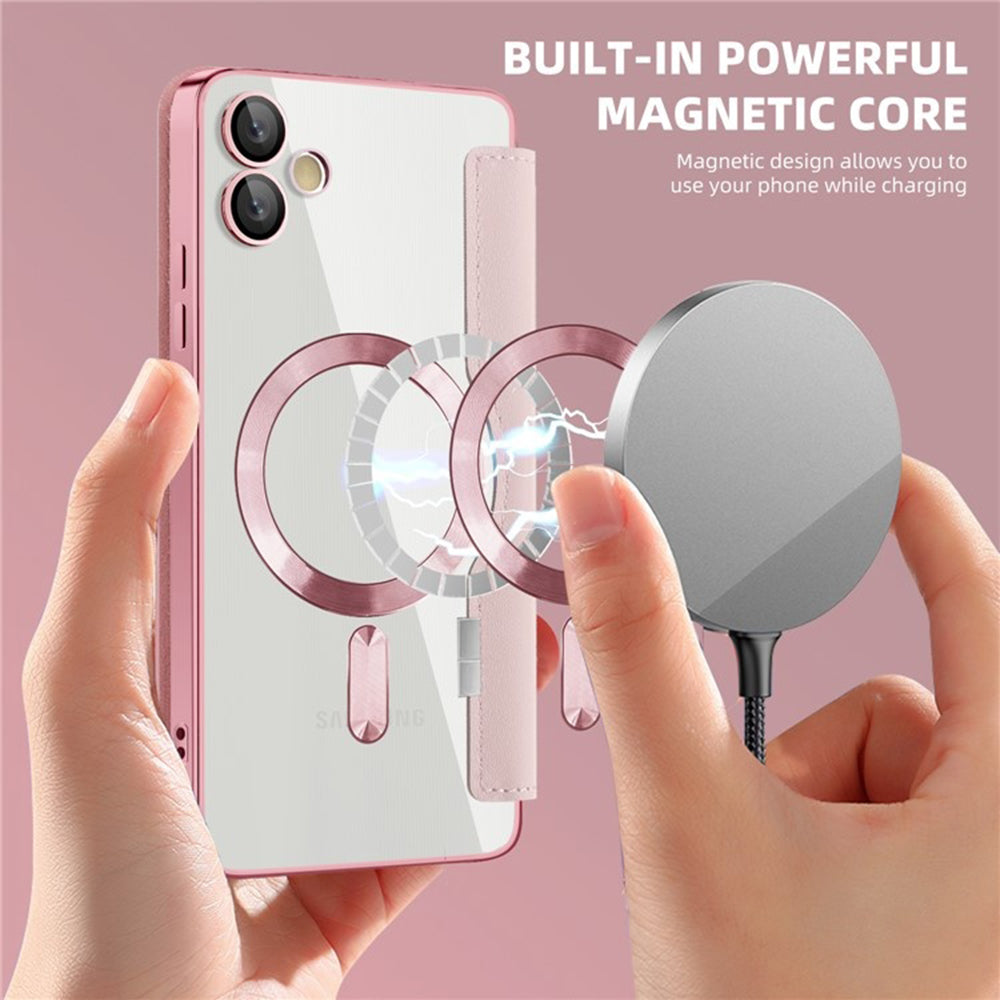 MagSafe-Hülle für Samsung Galaxy A05 A055, Techsuit, SmartMag Book, Rosa