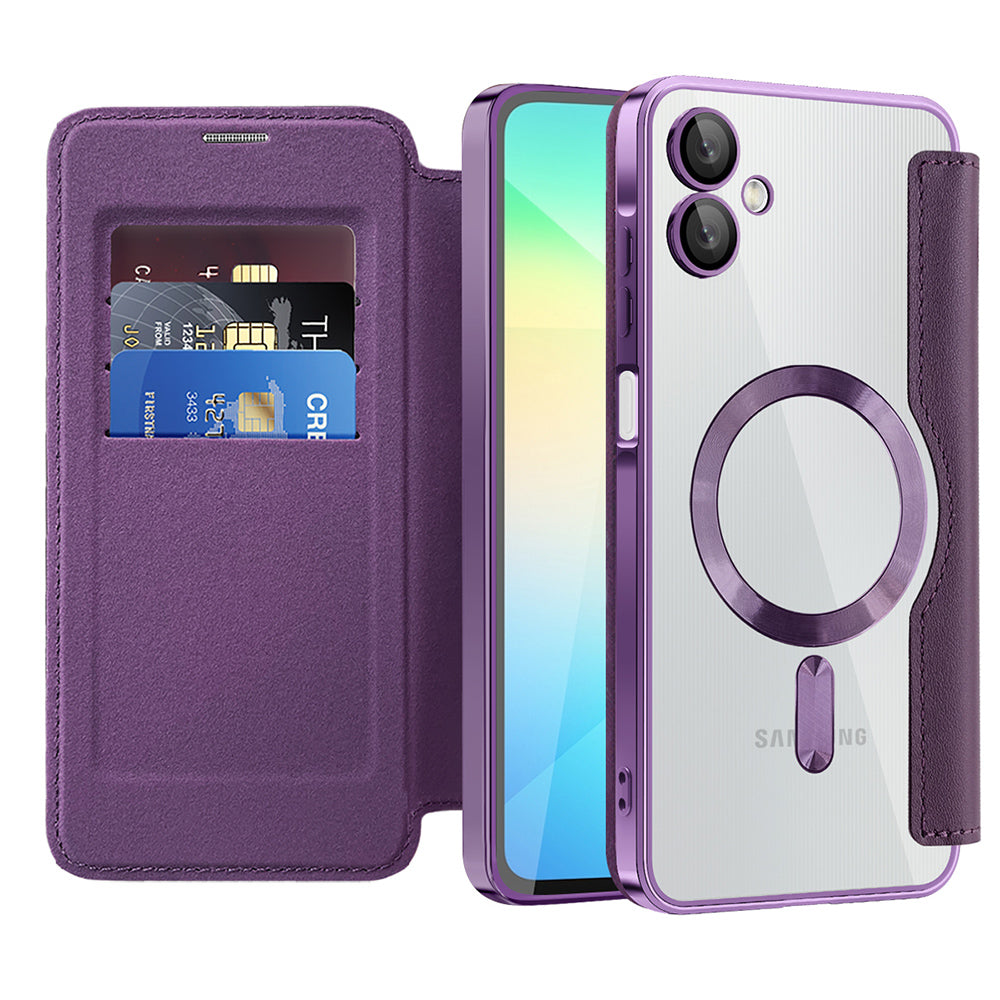 Coque MagSafe pour Samsung Galaxy A06 A065, Techsuit, SmartMag Book, Violet
