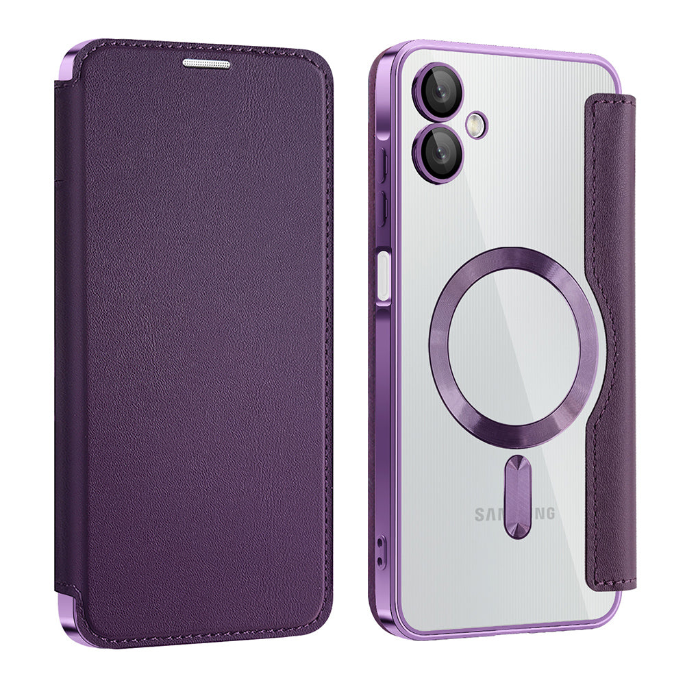 Coque MagSafe pour Samsung Galaxy A06 A065, Techsuit, SmartMag Book, Violet