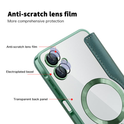 MagSafe-Hülle für Samsung Galaxy A06 A065, Techsuit, SmartMag Book, Grün