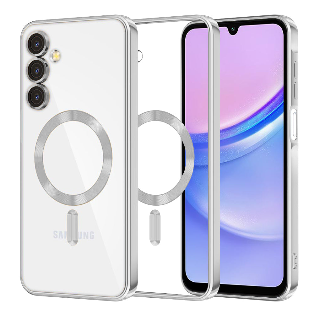 Coque MagSafe pour Samsung Galaxy A15 5G A156 / A15 A155, Techsuit, Luxury Crystal, Argentée