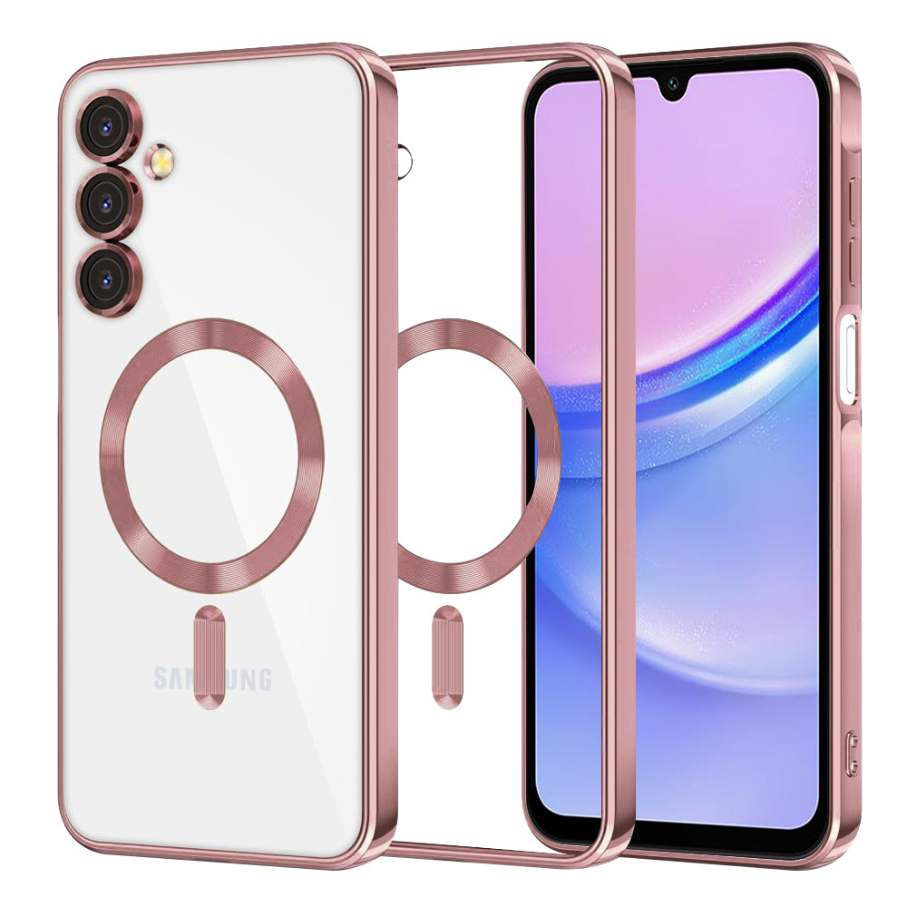 Coque MagSafe pour Samsung Galaxy A15 5G A156 / A15 A155, Techsuit, Luxury Crystal, Rose