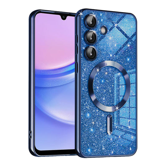 MagSafe-Hülle für Samsung Galaxy A15 5G A156 / A15 A155, Techsuit, Luxury Glitter, Dunkelblau