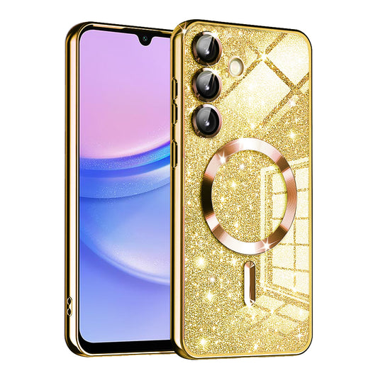 MagSafe-Hülle für Samsung Galaxy A15 5G A156 / A15 A155, Techsuit, Luxury Glitter, Gold